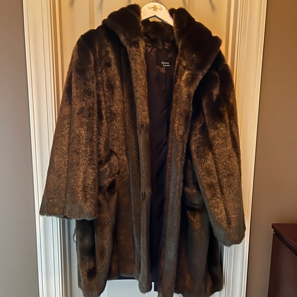 Dennis Basso faux fur hooded coat
